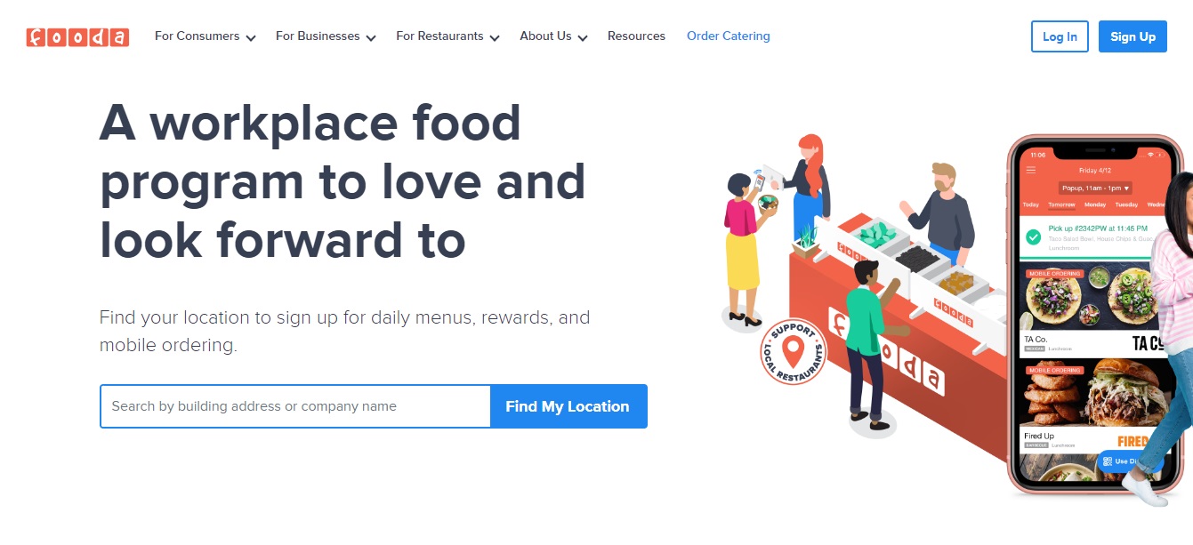 The home page of Fooda's website.