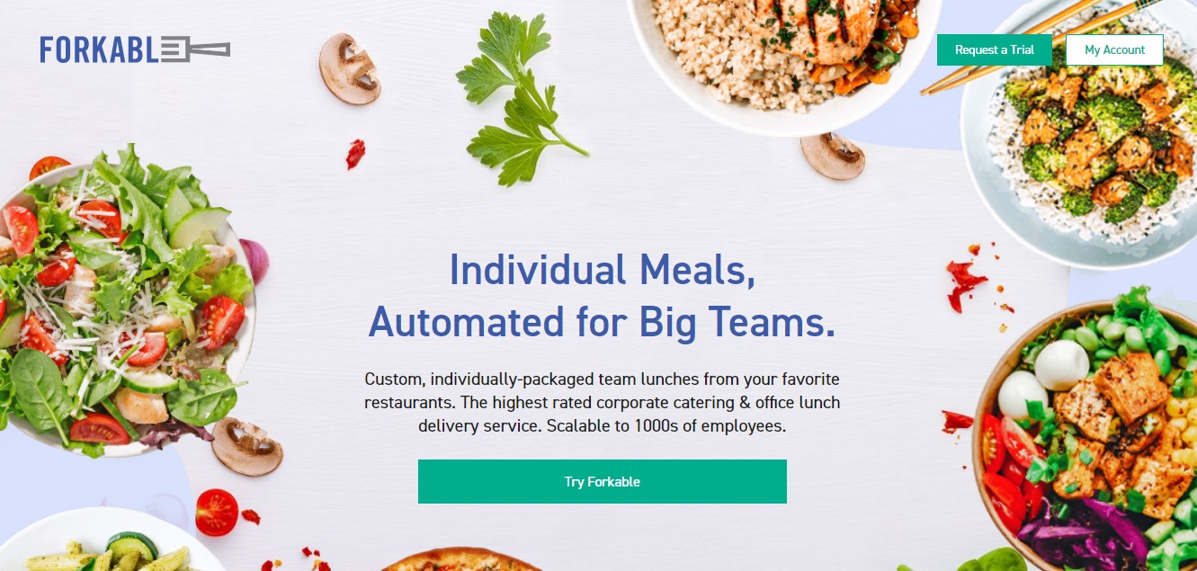 The homepage of Forkable's website