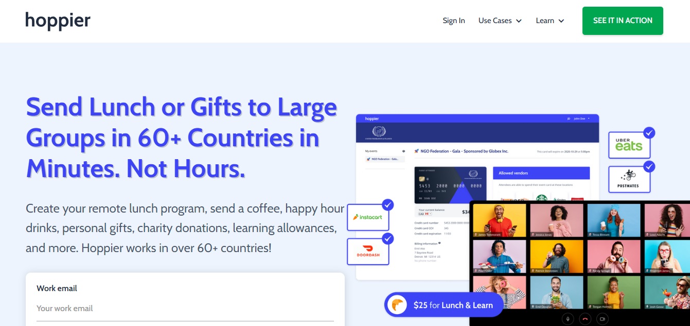 The home page of Hoppier's website
