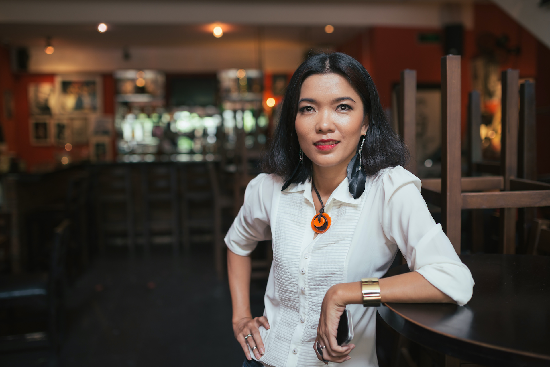 Female bar manager