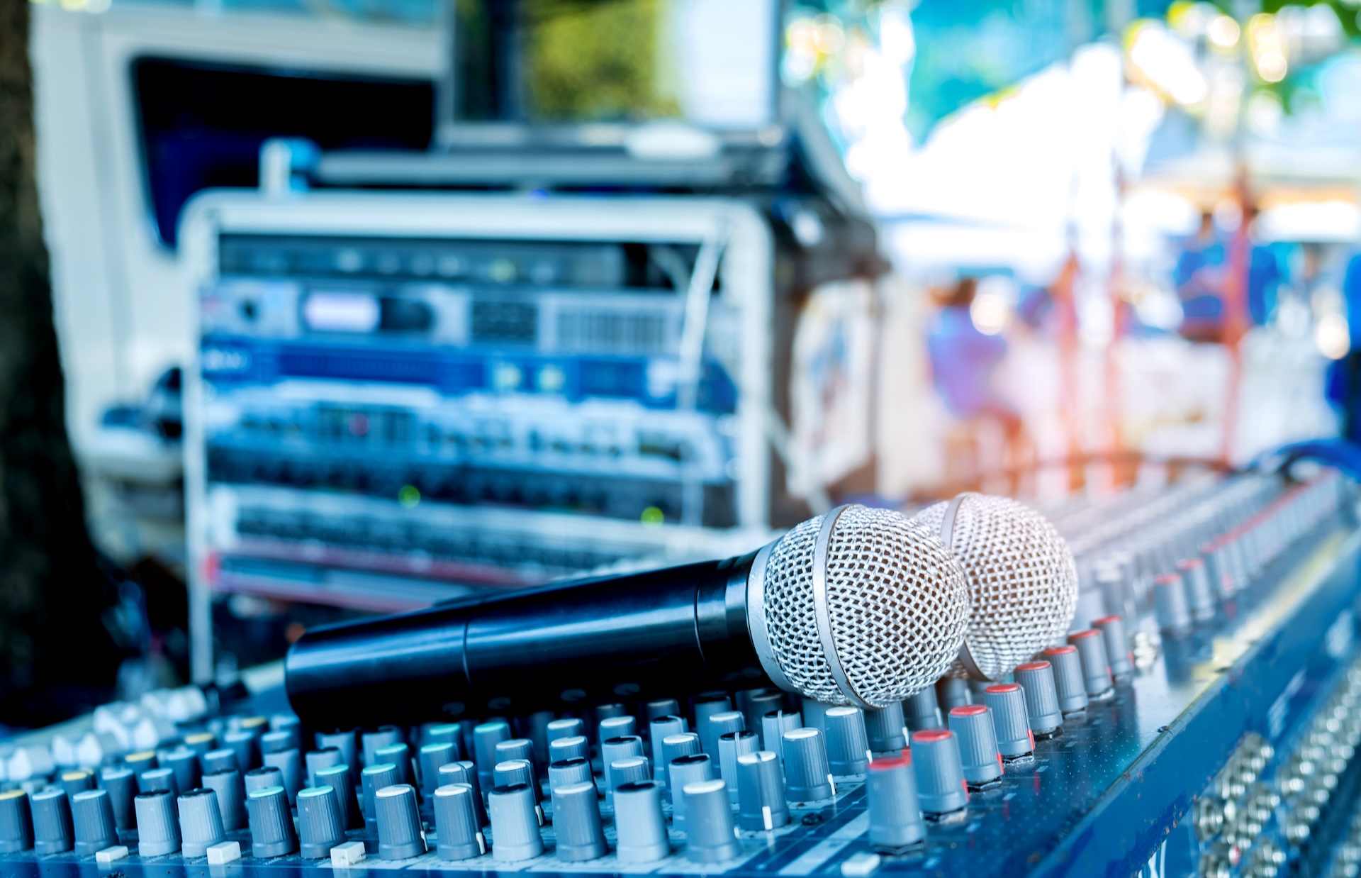 Microphone on the sound mixer