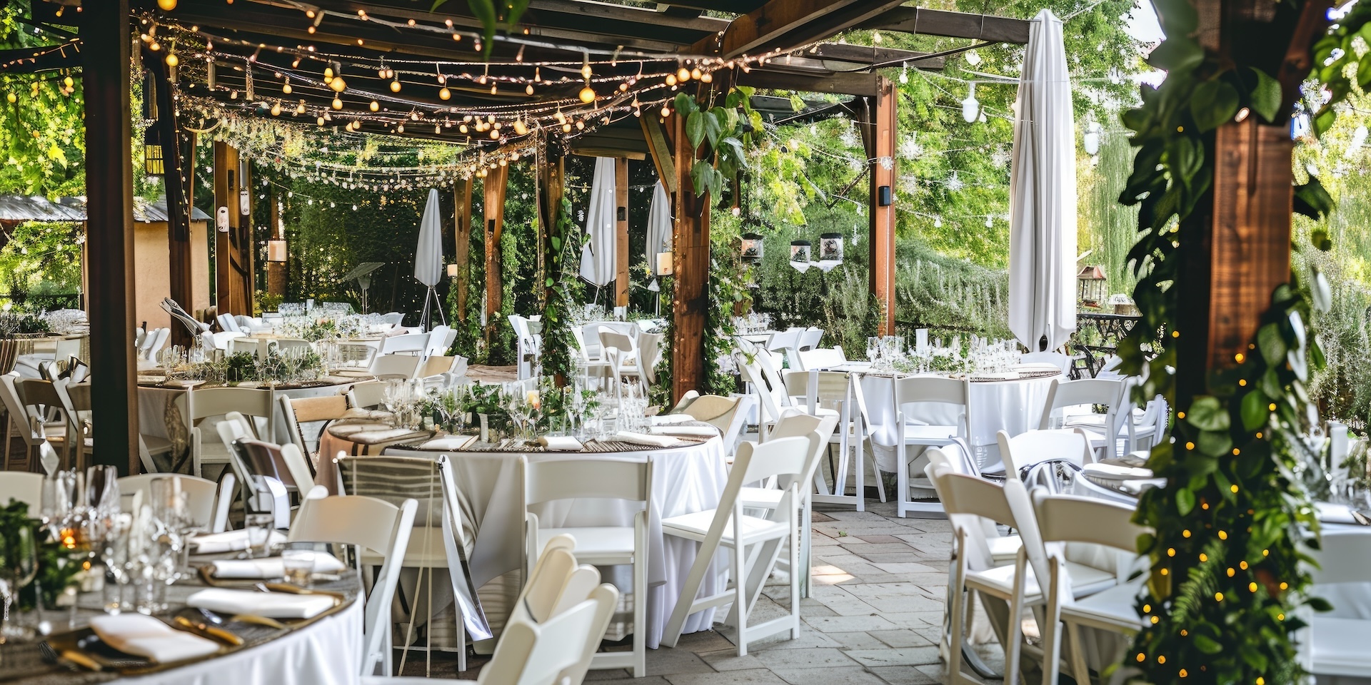 Beautifully Decorated Outdoor Wedding Reception