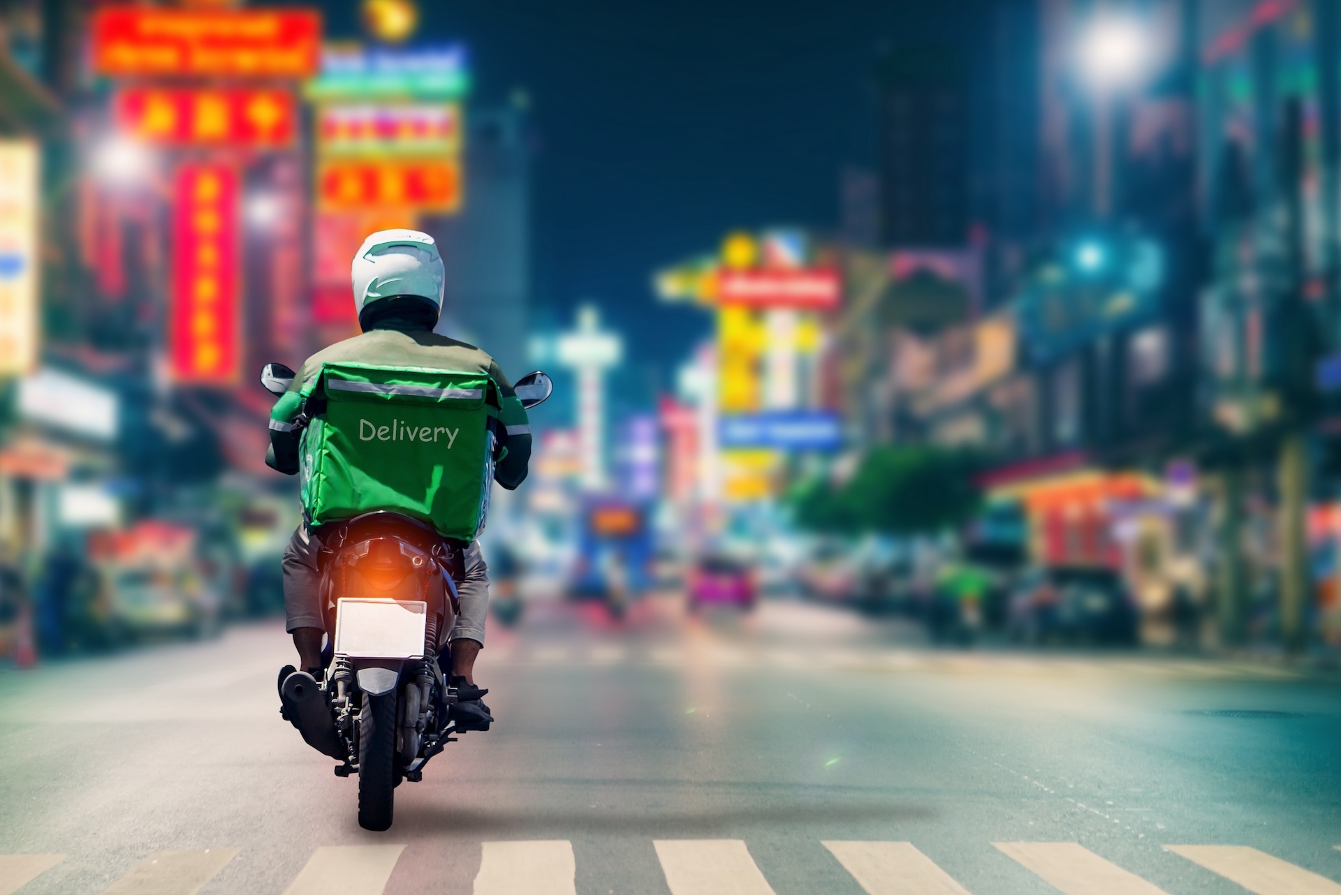 Food delivery drivers are driving to deliver products to customers who order online