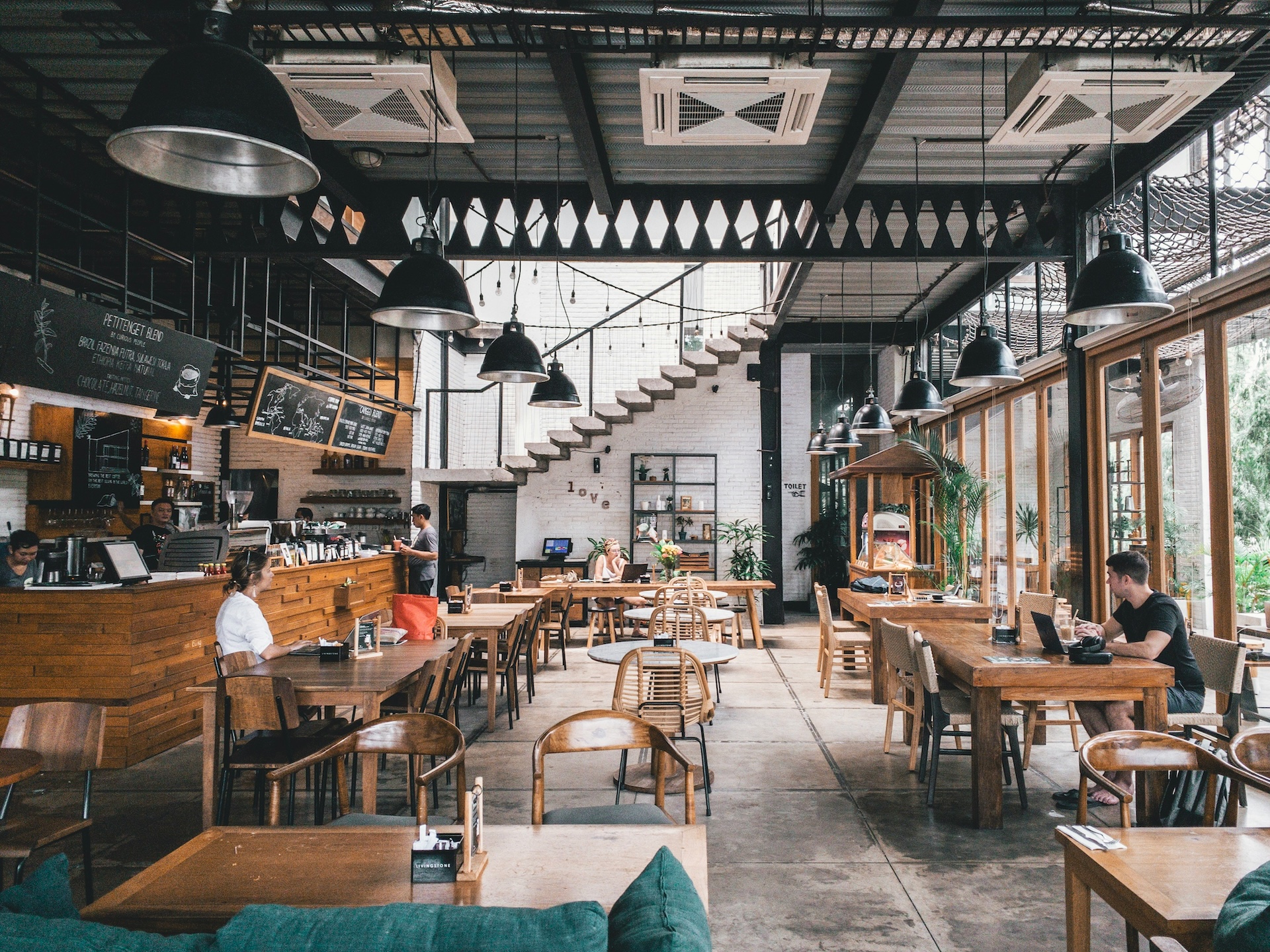 brown and grey restaurant design