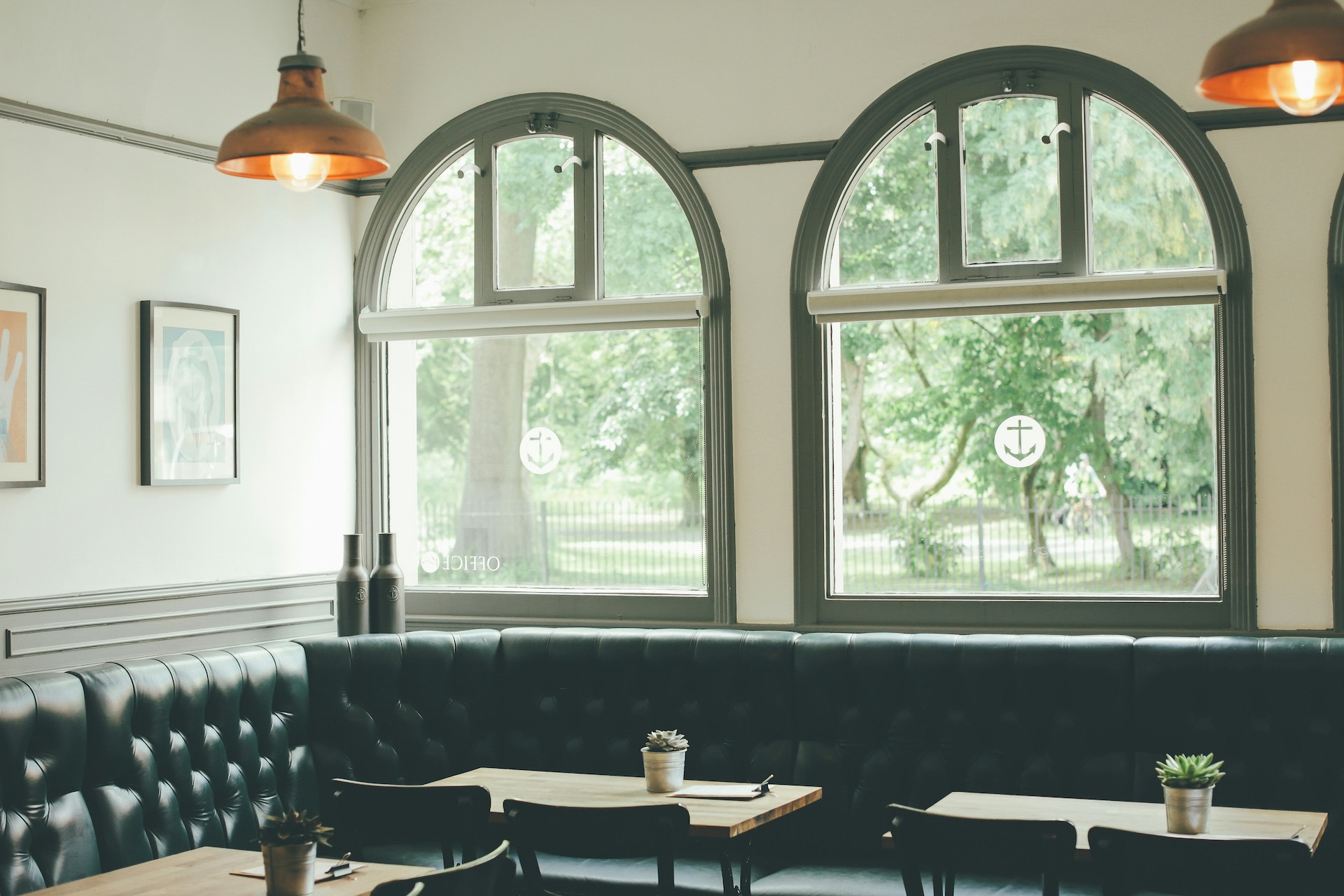 banquette seating near window
