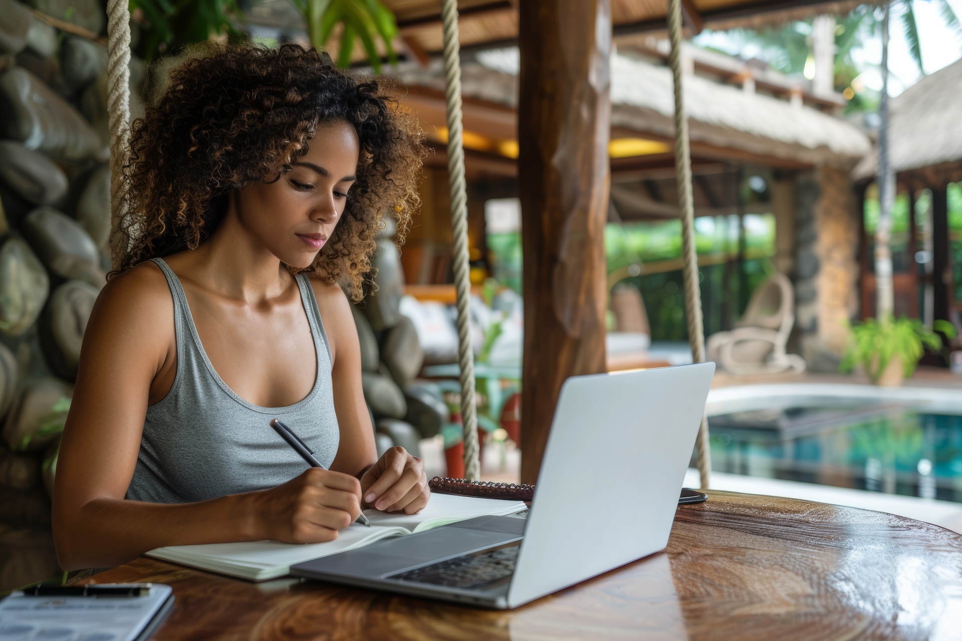 young woman studying an event manager course