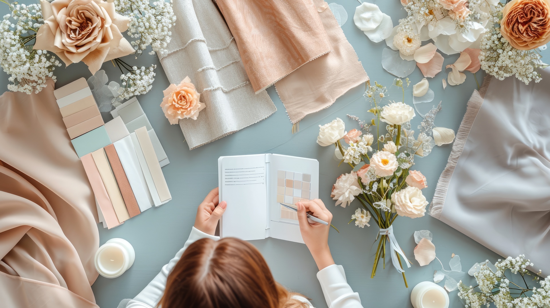 event planner decides on a colour theme with an event planning template