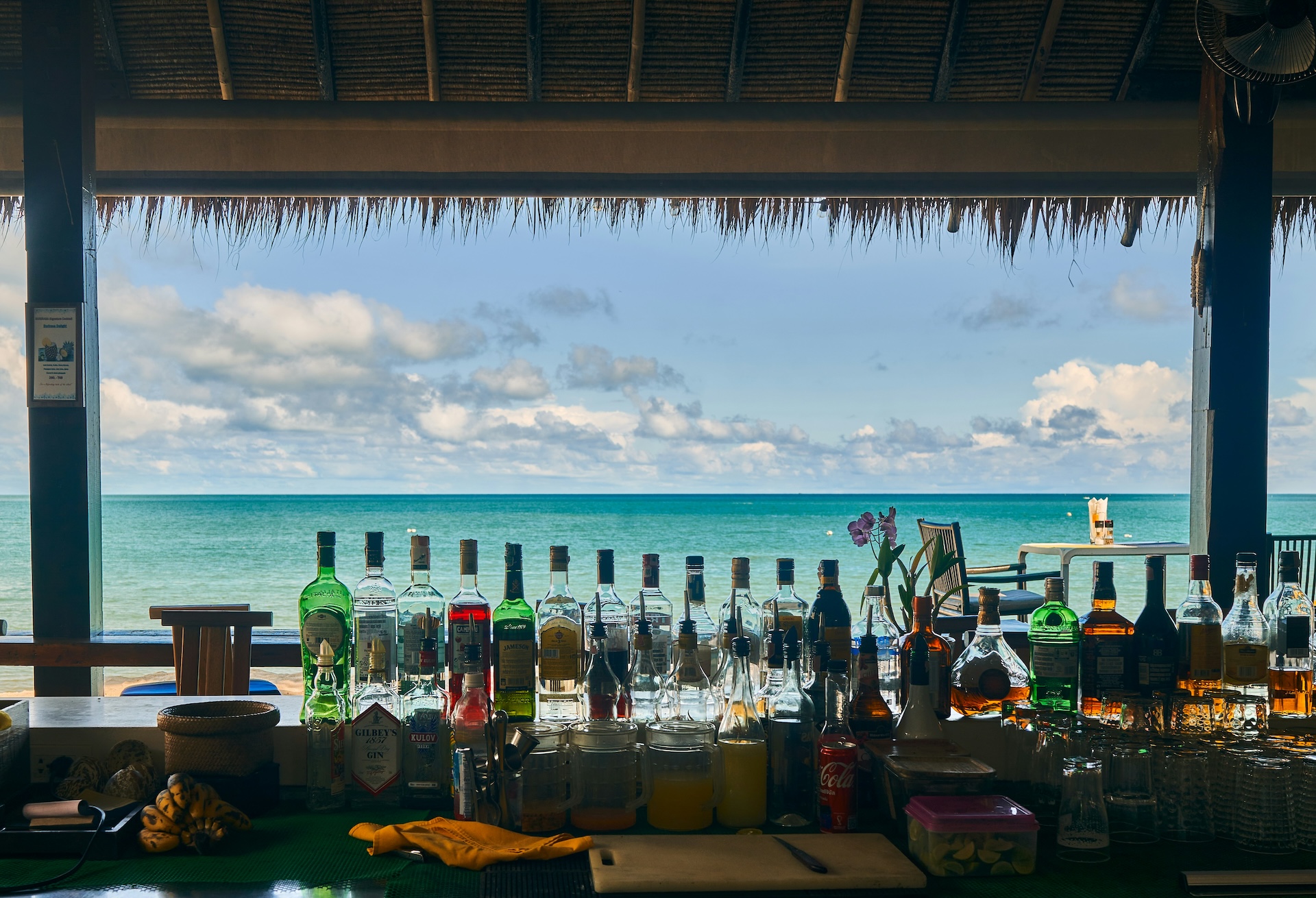 view from inside a beach bar