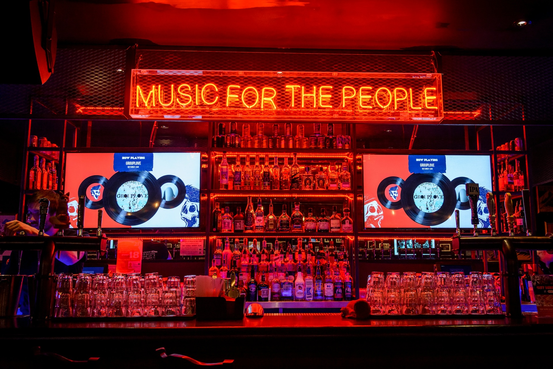 red music for the people neon light signage