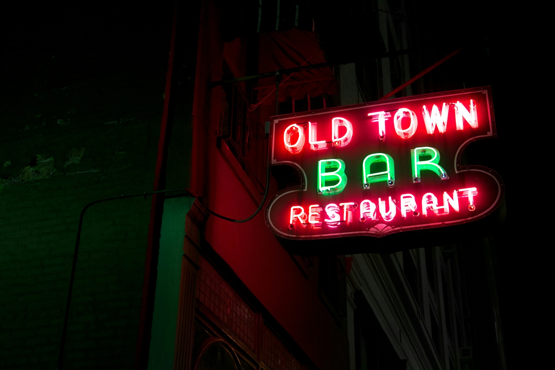 old town bar restaurant neon light signage