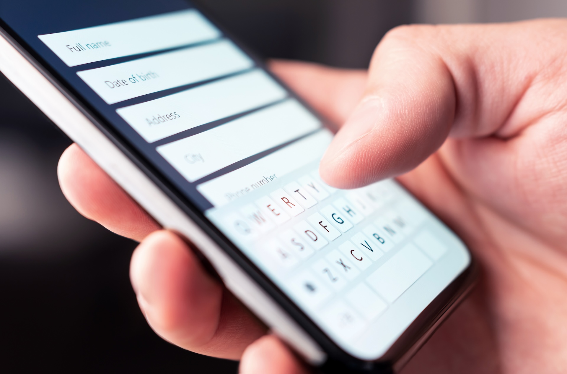 Online form to register personal info and data on an event registration software