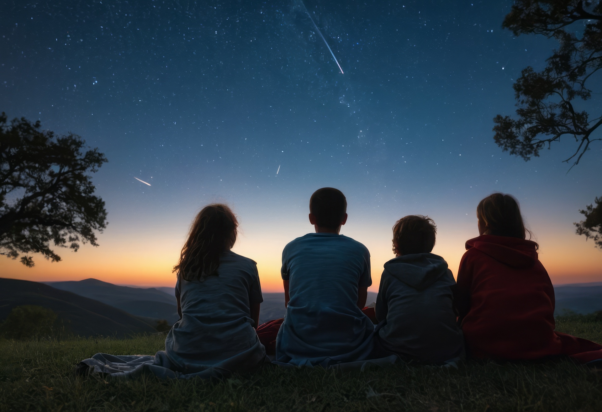 friends star gaze at a celebration of life event