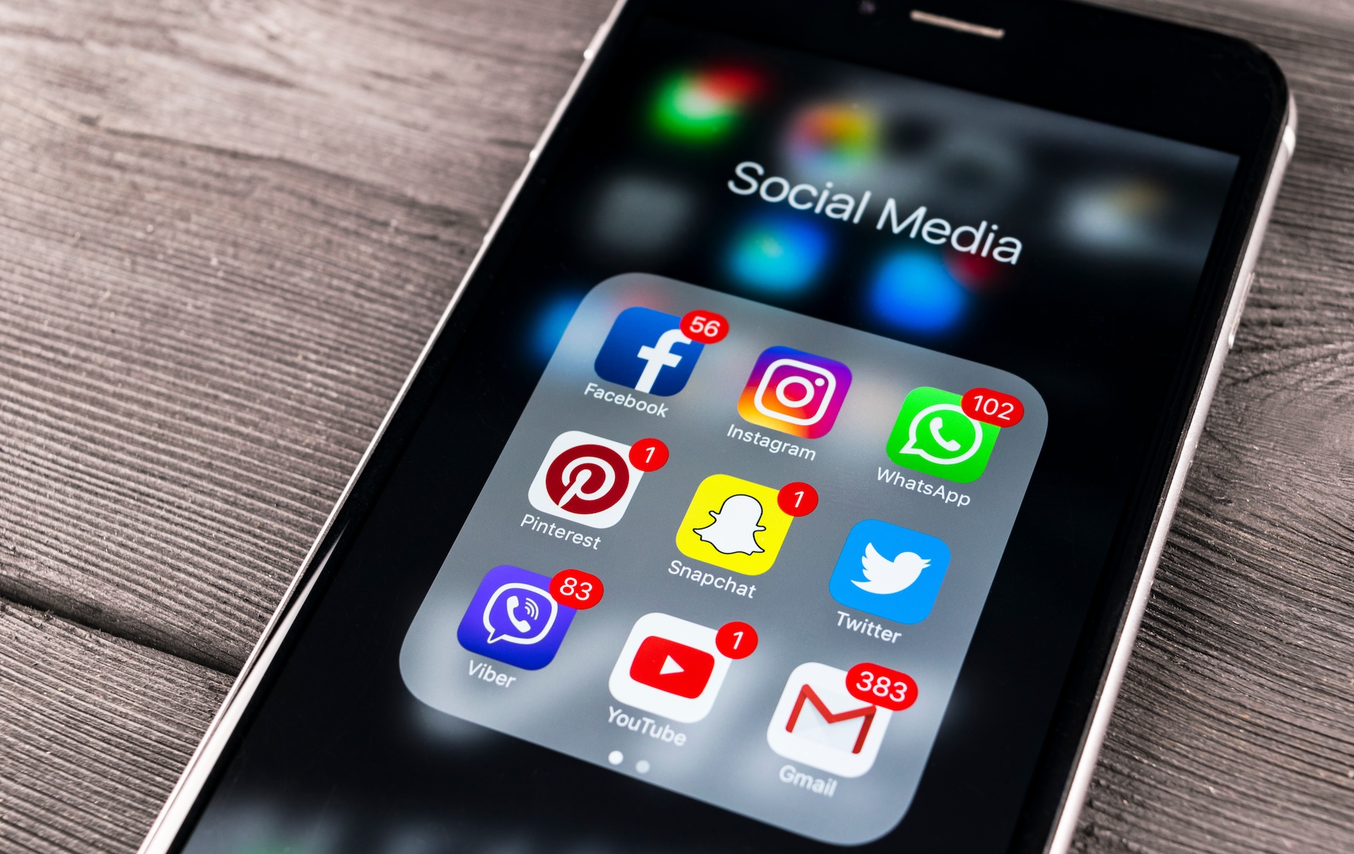Smartphone Starting social media app for restaurant marketing agency