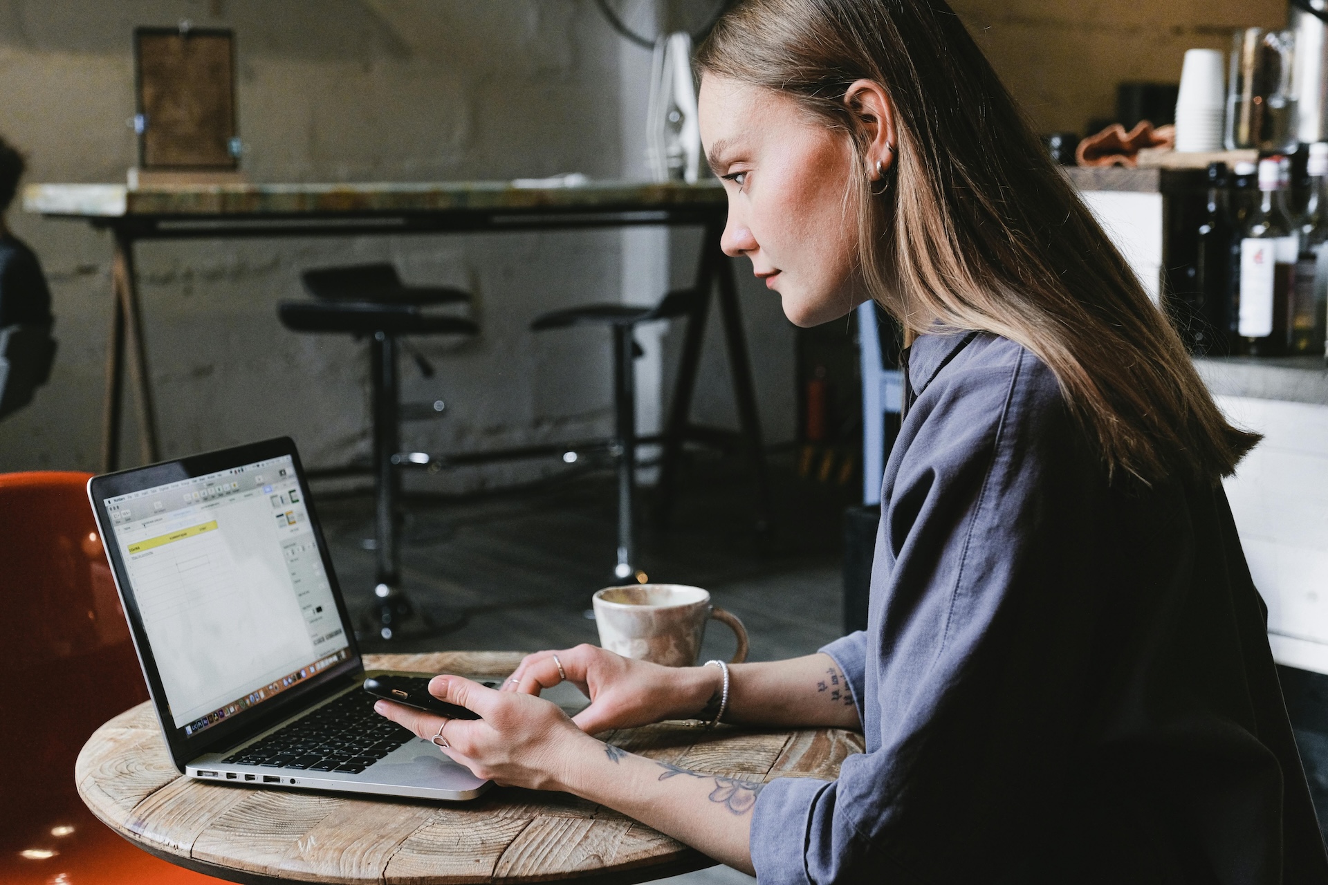 restaurant manager doing calculations for restaurant menu template