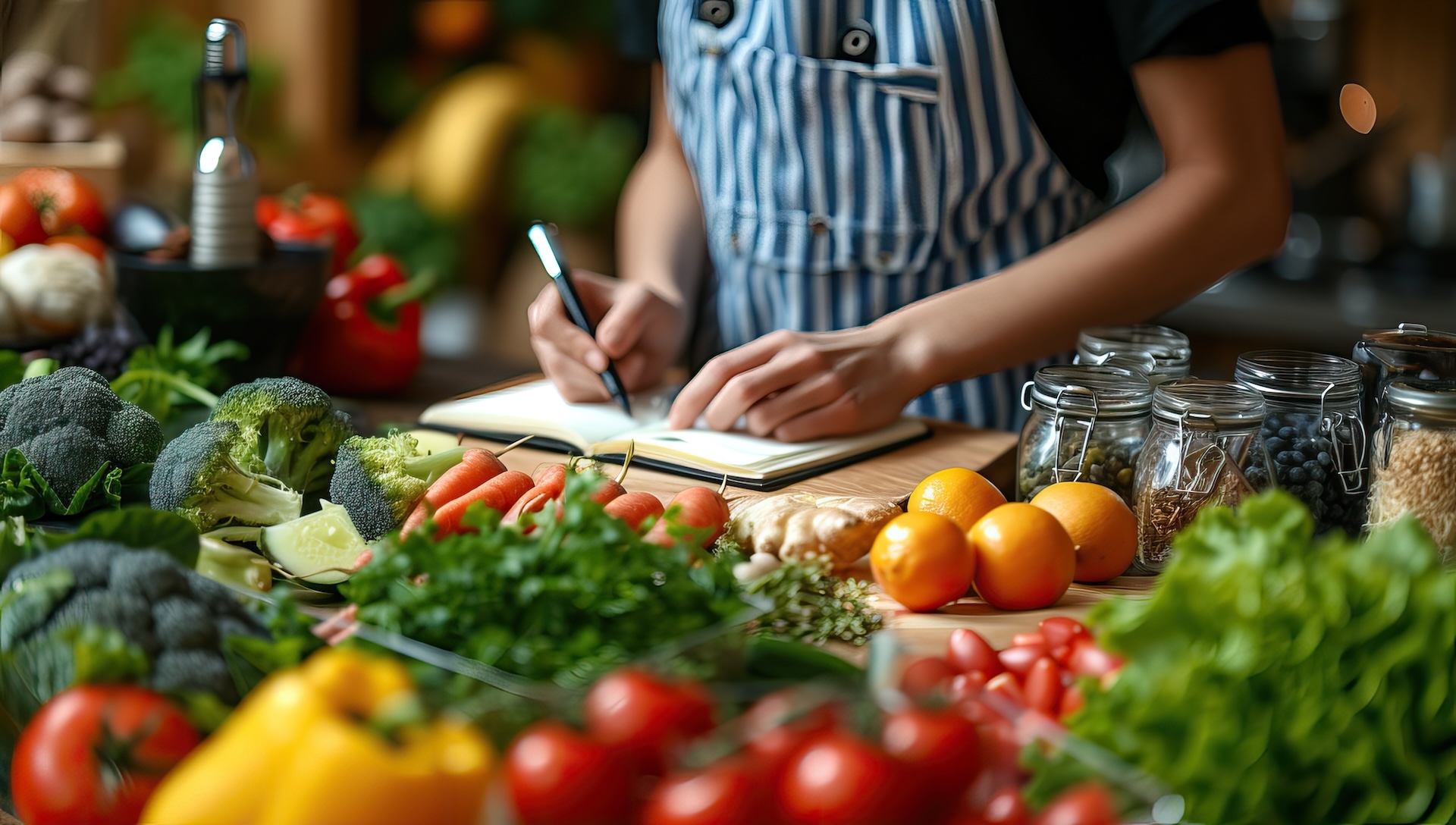 chef listing dishes for a restaurant menu