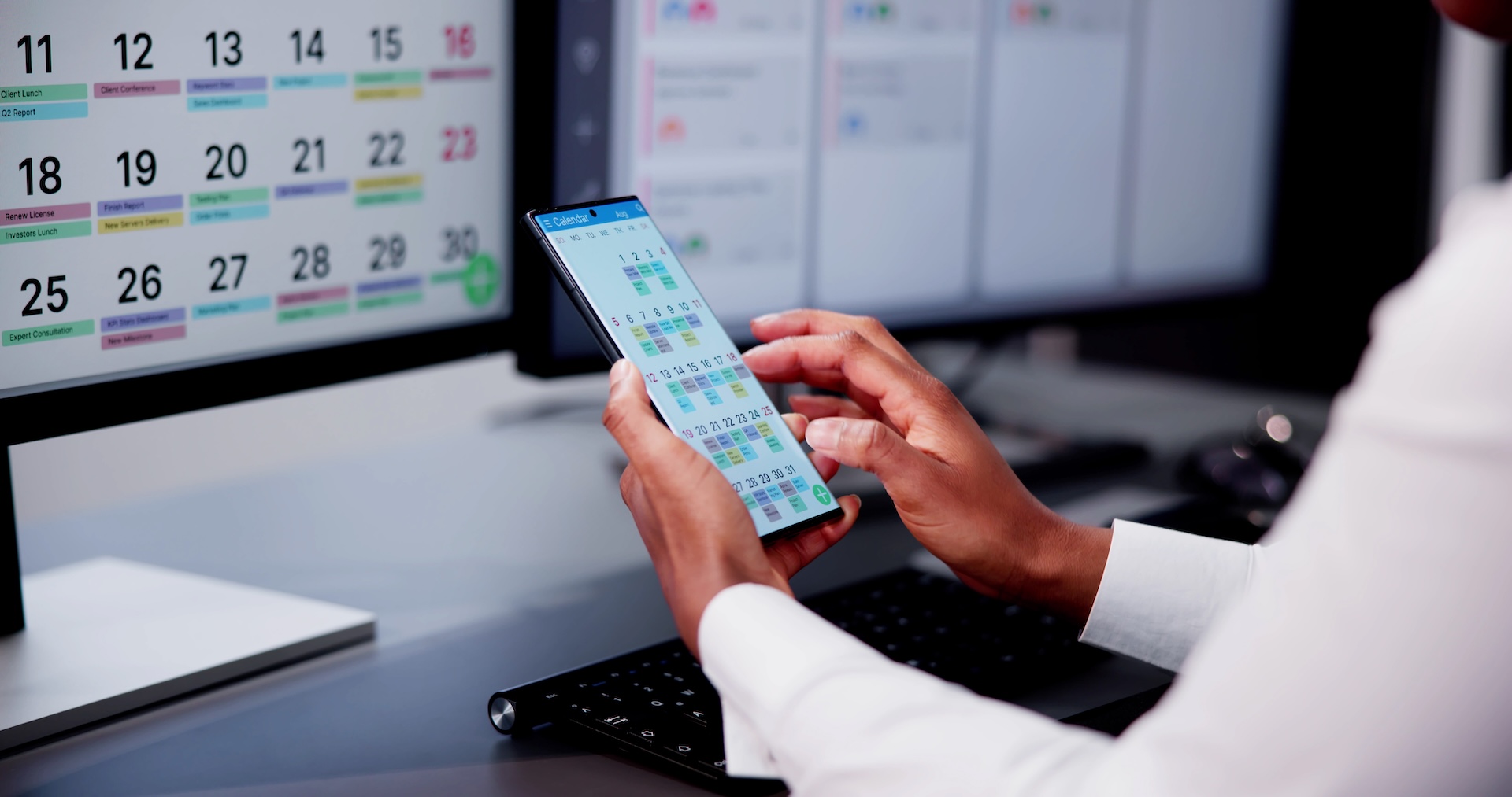 event management services on both monitor and cellphone