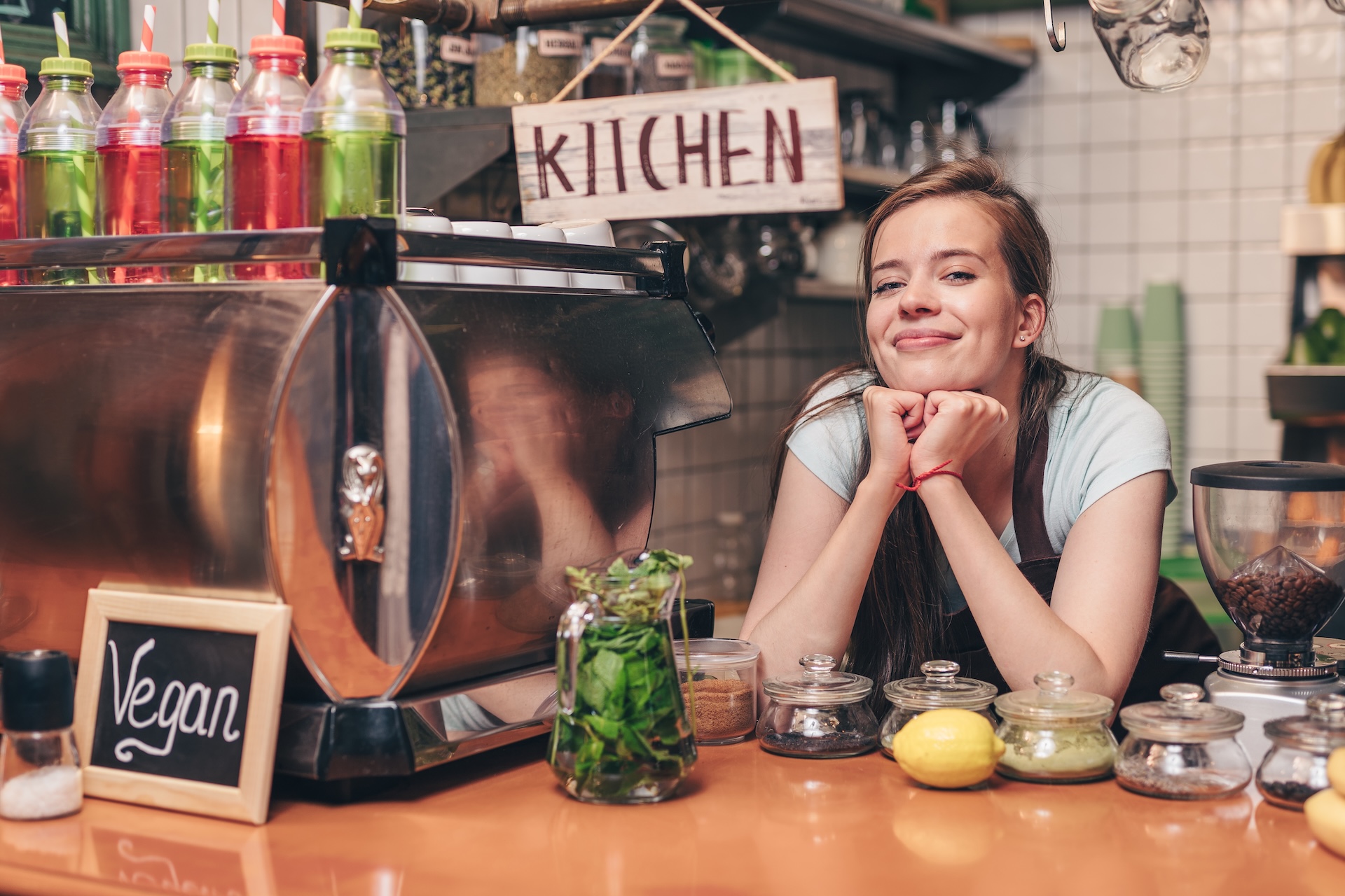 young chef at vegan restaurant