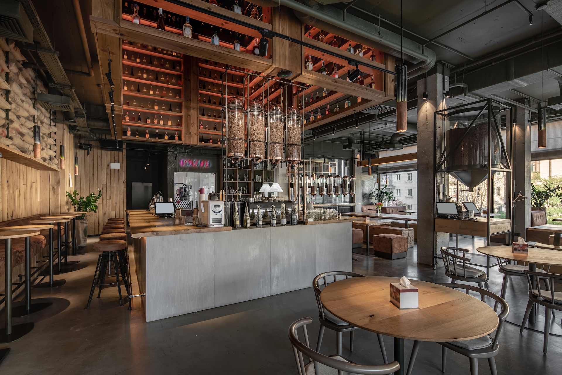 Interior of modern cafe in loft style