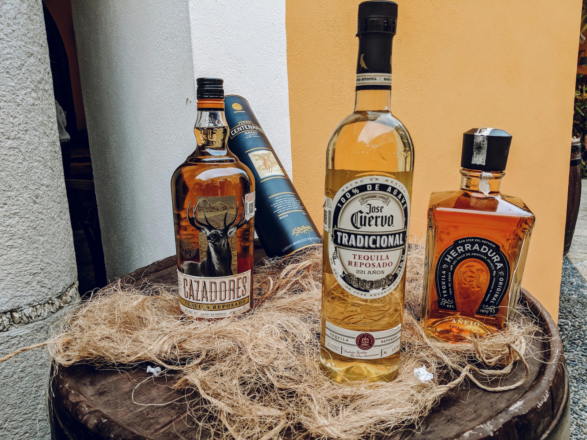 three bottles of tequila drinks