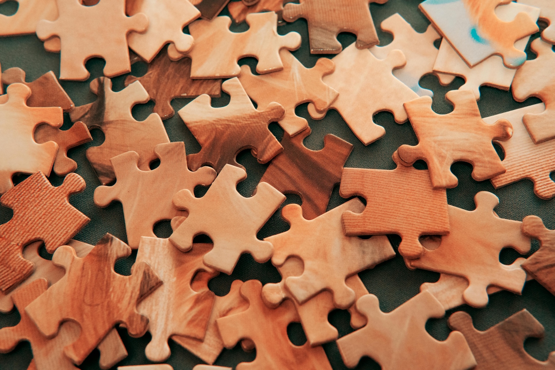 puzzle pieces on wooden