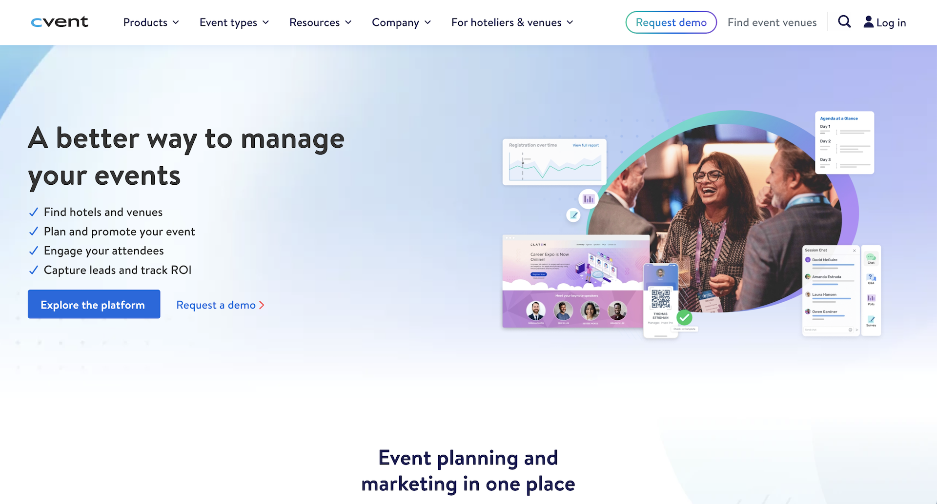 Screenshot of Cvent's website homepage