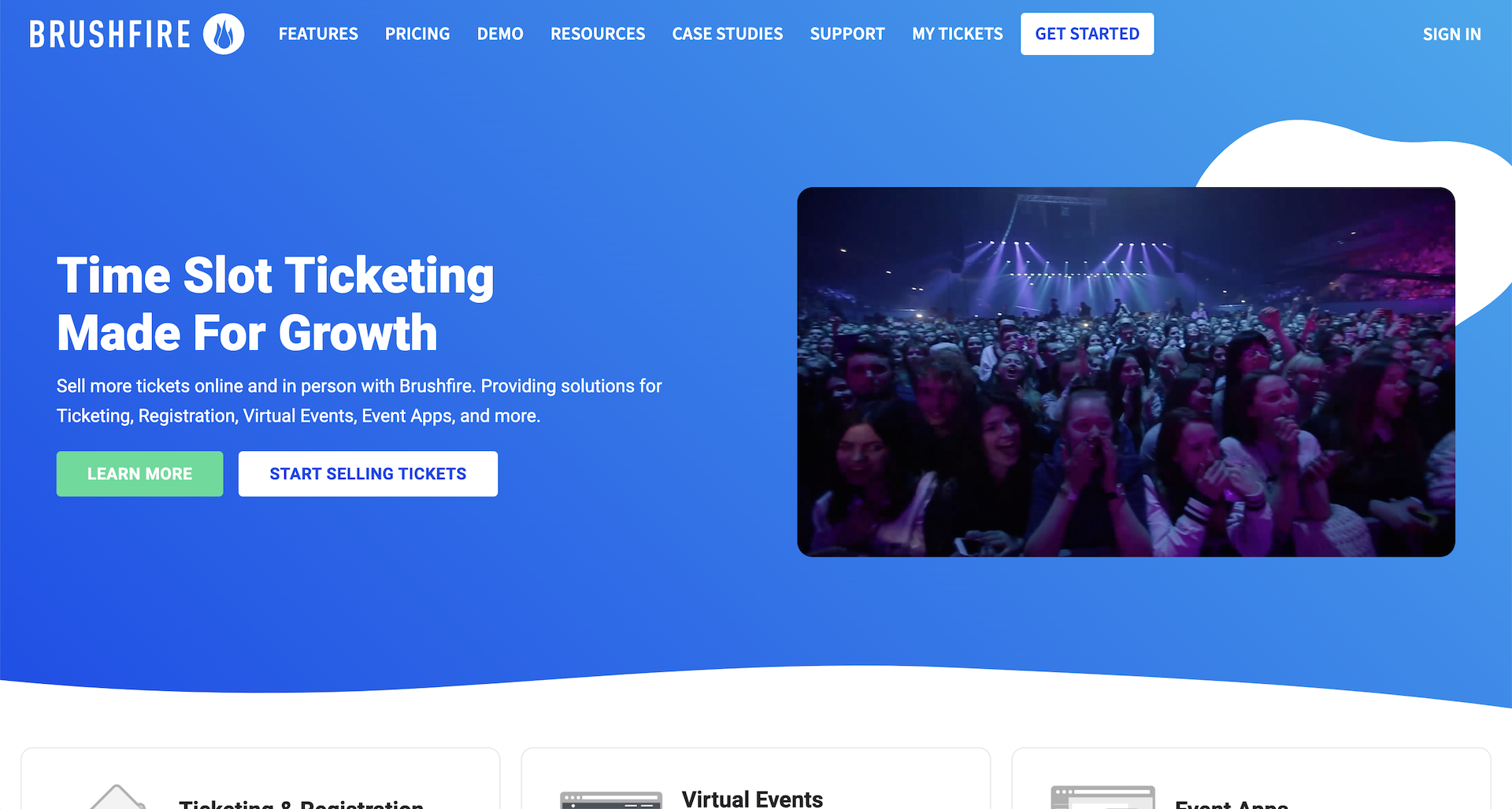 Screenshot of Brushfire's website homepage