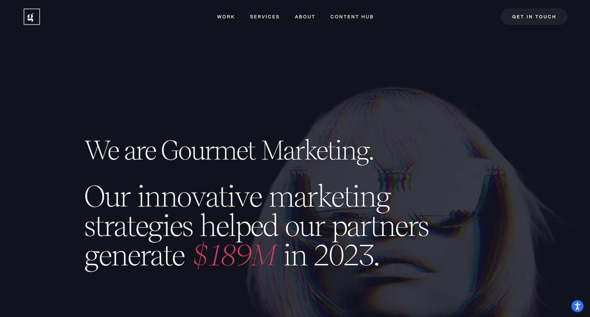 Screenshot of Gourmet Marketing's website homepage