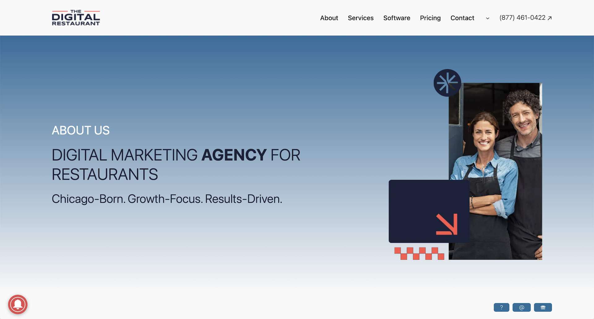 Screenshot of The Digital Restaurant's website homepage
