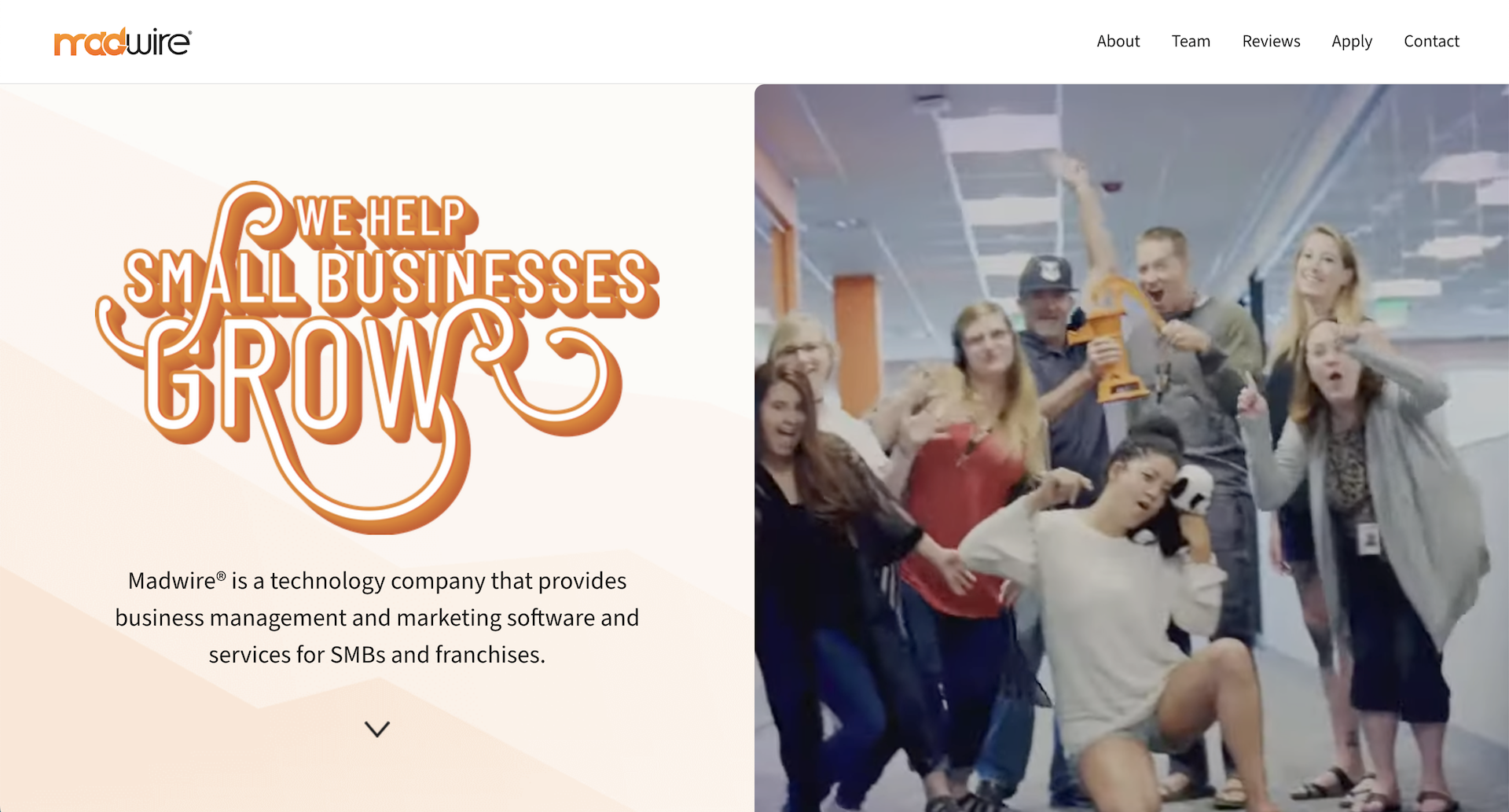 Screenshot of MadWire's website homepage