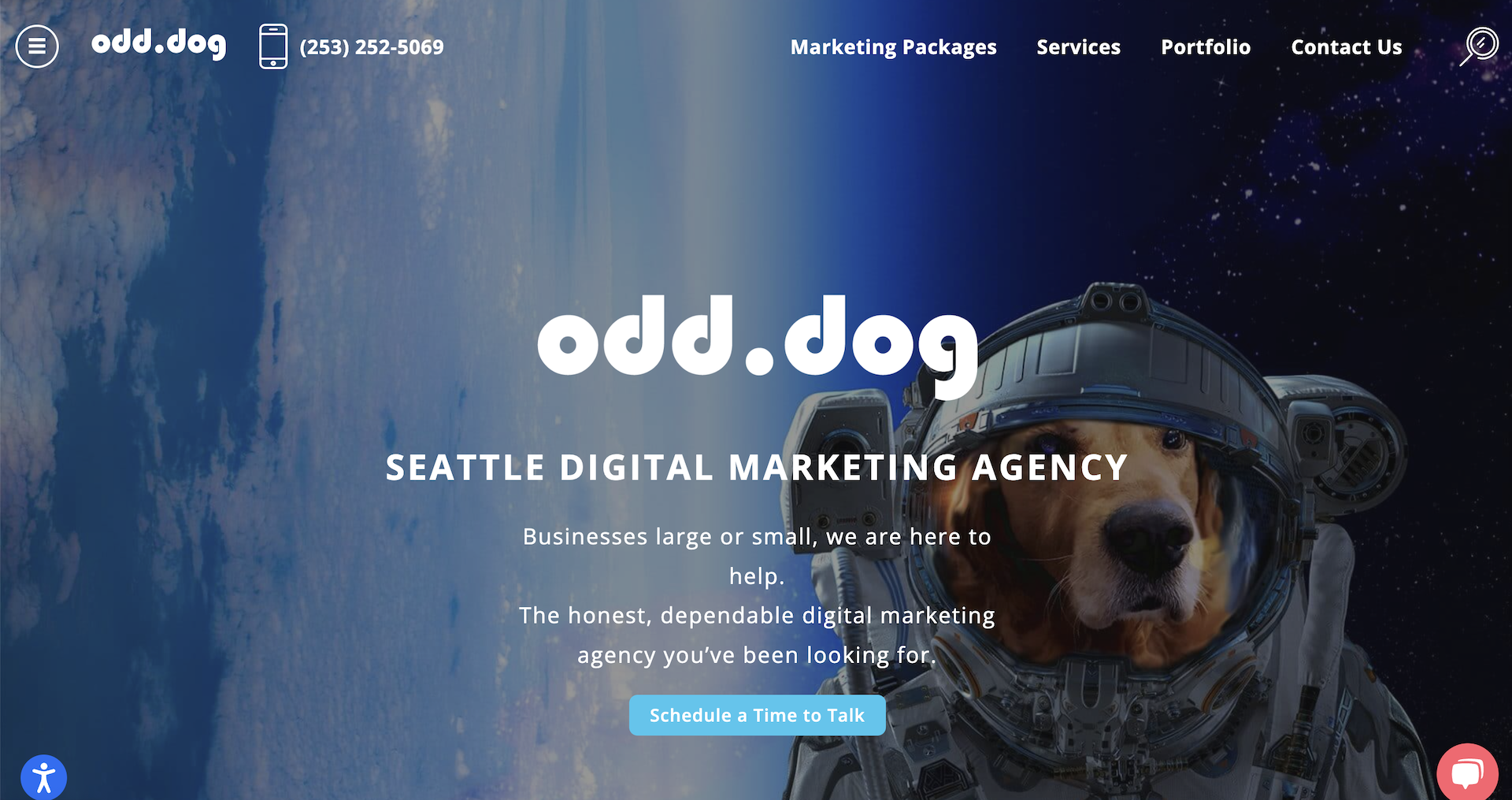 Screenshot of Odd Dog Media's website homepage