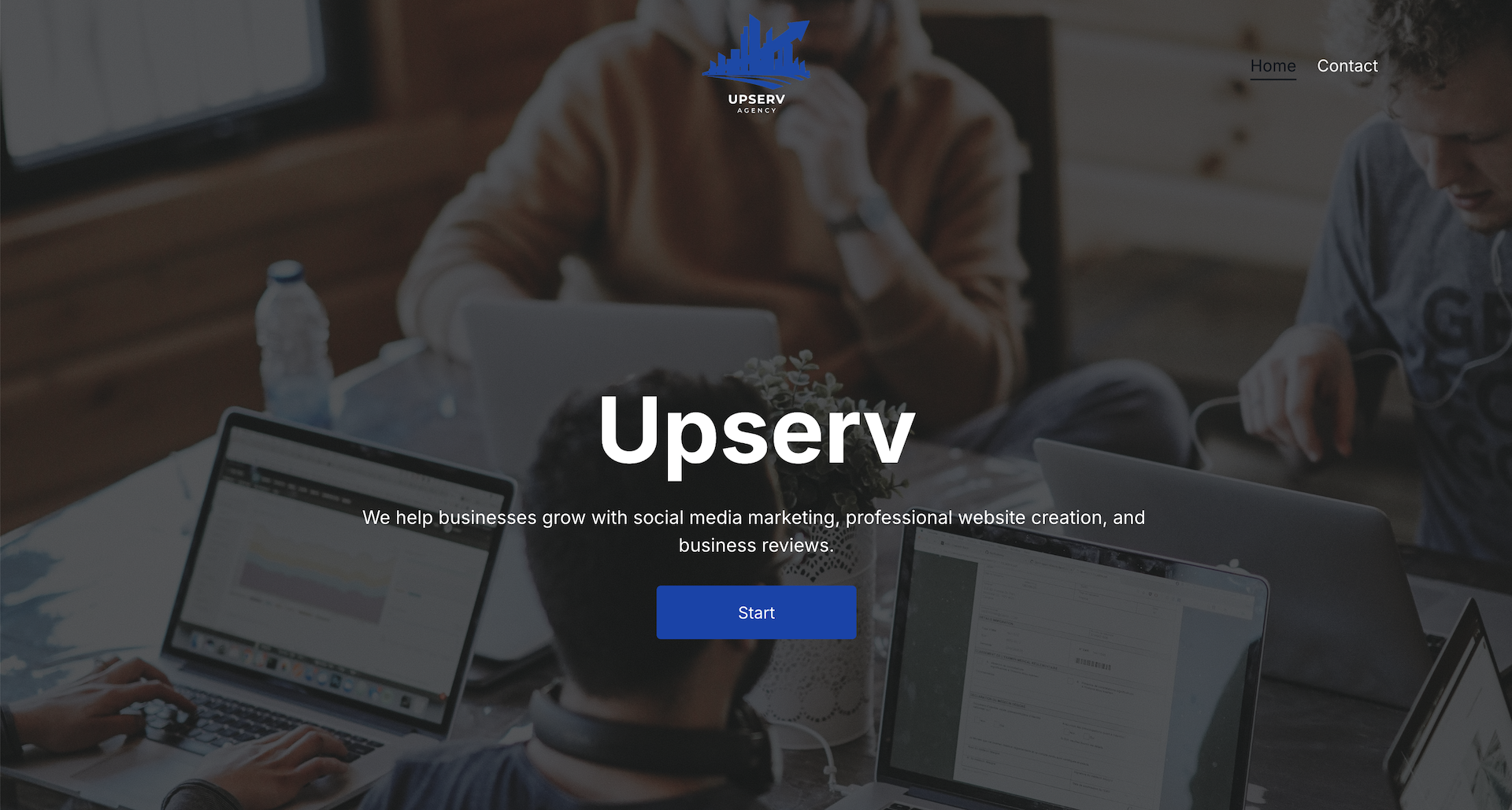 Screenshot of Upserv's website homepage
