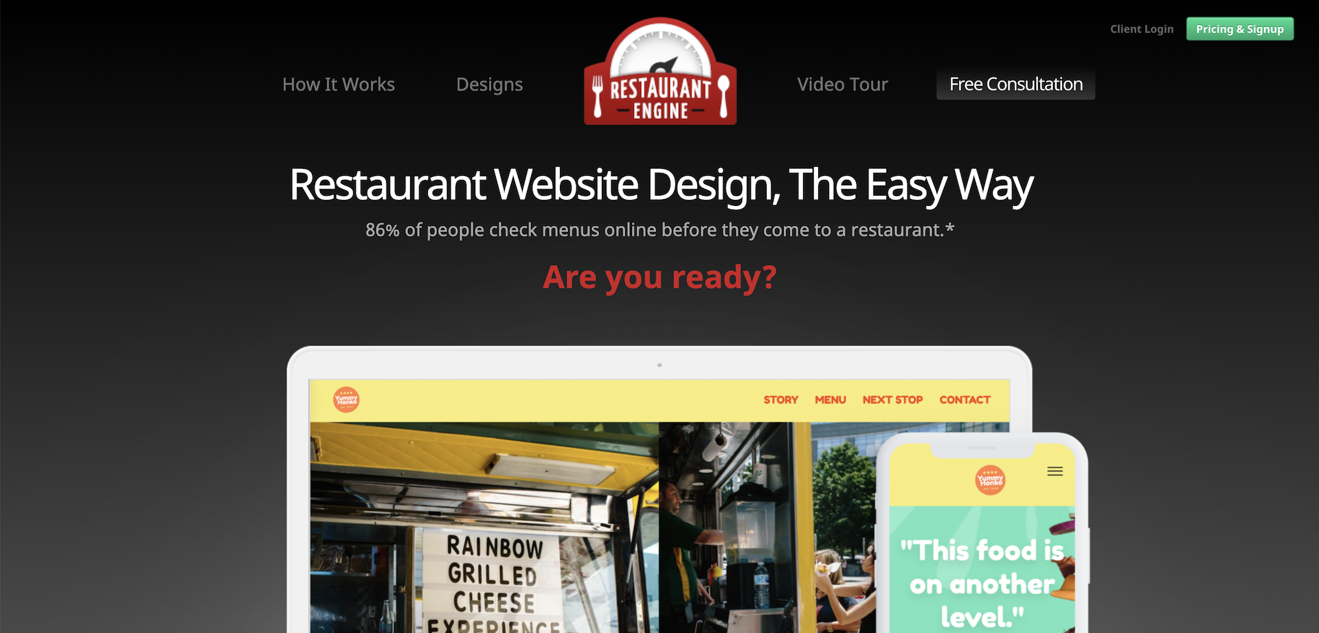 Screenshot of Restaurant Engine's website homepage