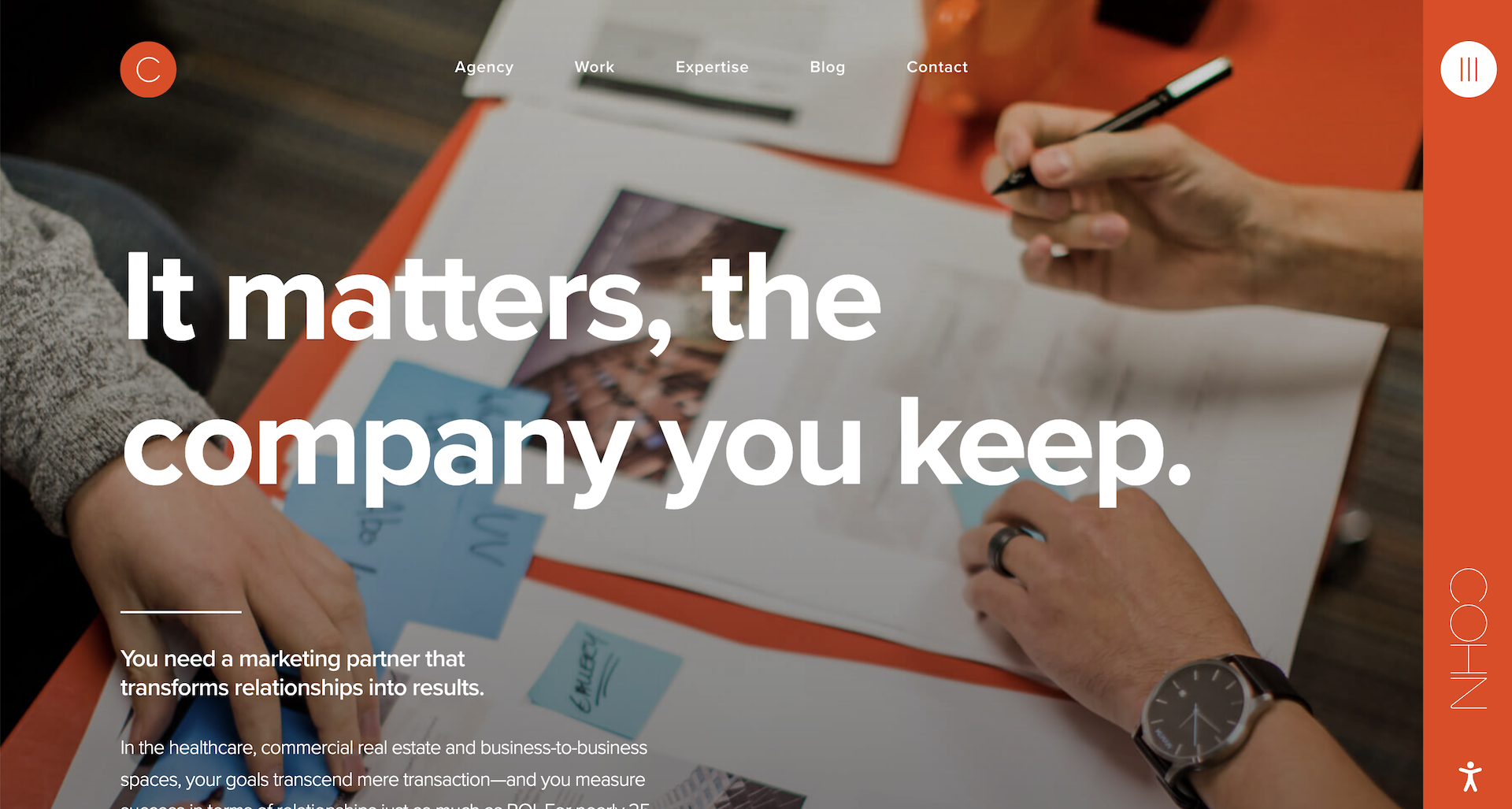 Screenshot of COHN Marketing's website homepage