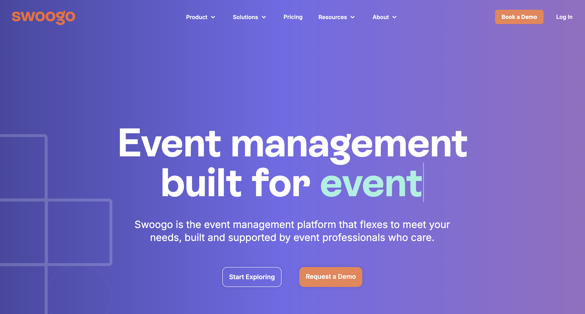 Screenshot of Swoogo's website homepage